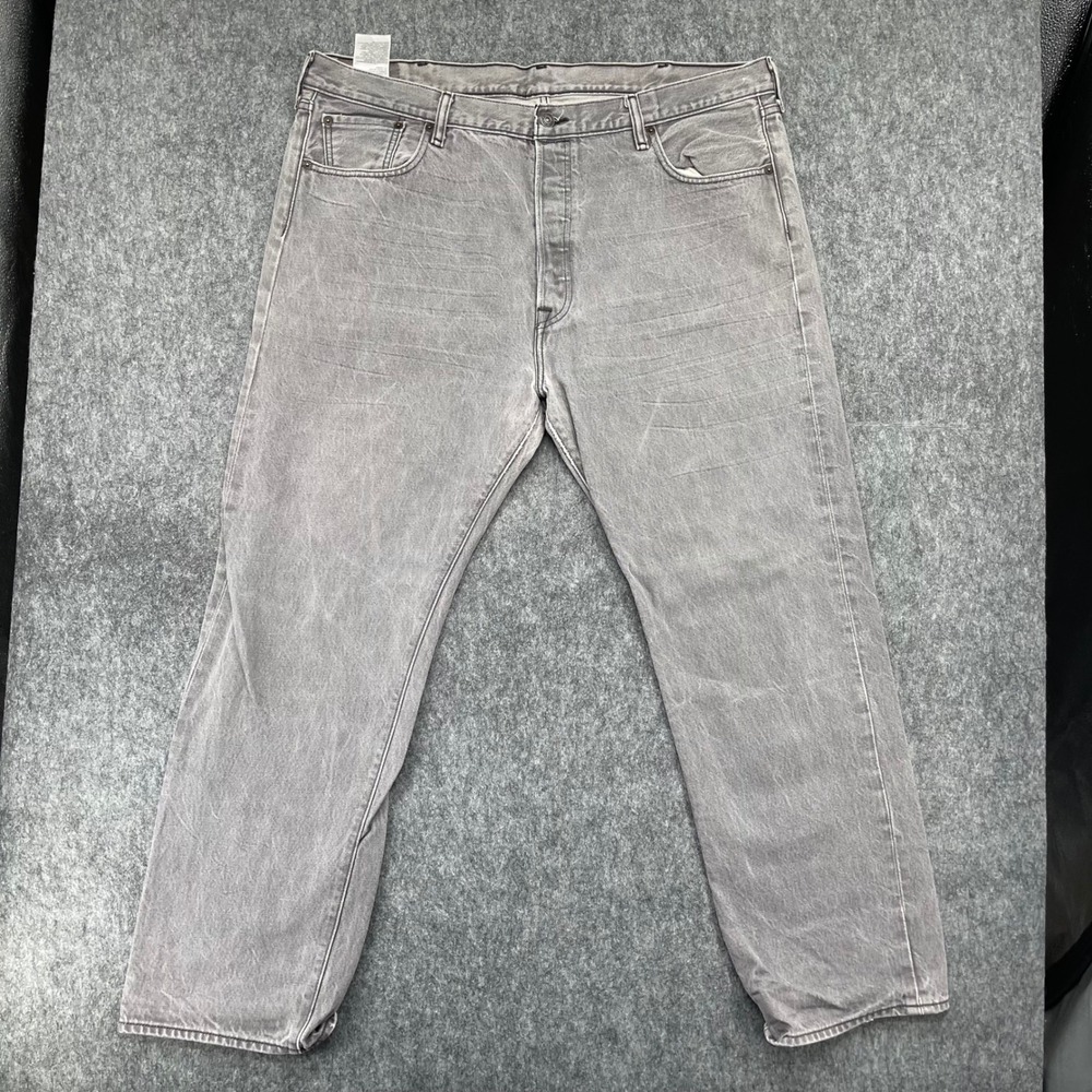 Levis 501 Original Fit Jeans 42x30 Gray Button Fly Straight Leg Denim